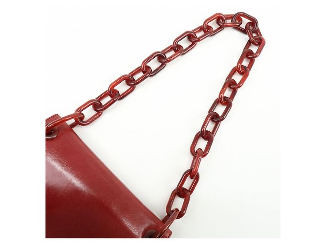 Borsa a tracolla e borsa a mano PRADA in pelle e plastica con catena Logo Rossa - vista 6
