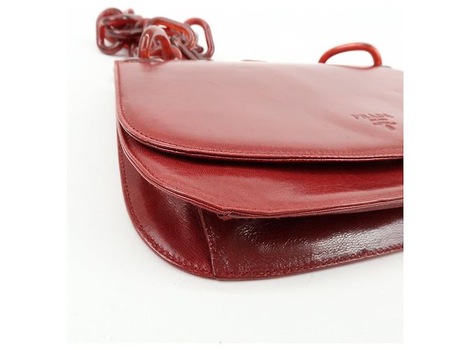 Borsa a tracolla e borsa a mano PRADA in pelle e plastica con catena Logo Rossa - vista 8