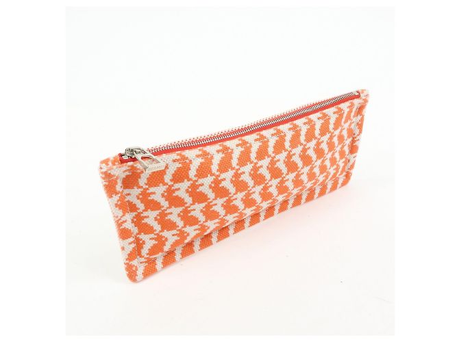 Hermès HERMES Ecole PM Sobre Plano de Algodón Animaux Pixel Orange Red - vista 4