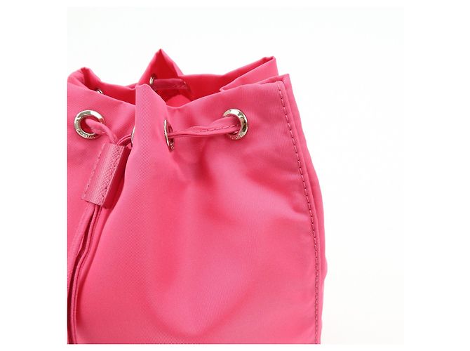 PRADA Triangle Logo Nylon Leather Drawstring Pouch Pink 1N0369 - view 10
