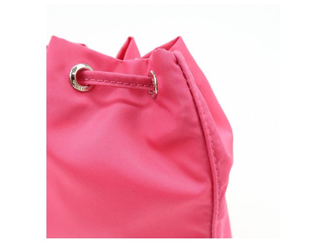 PRADA Triangle Logo Nylon Leather Drawstring Pouch Pink 1N0369 - view 12