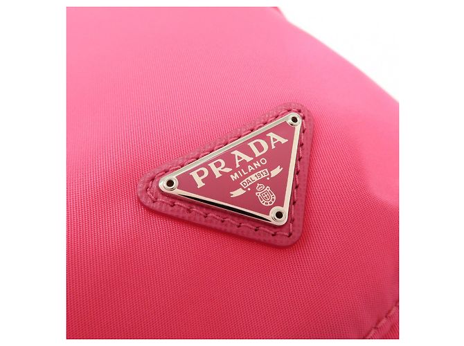 PRADA Triangle Logo Nylon Leather Drawstring Pouch Pink 1N0369 - view 14
