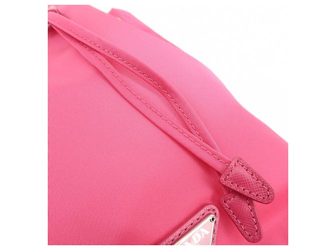 PRADA Triangle Logo Nylon Leather Drawstring Pouch Pink 1N0369 - view 15