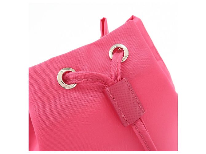 PRADA Triangle Logo Nylon Leather Drawstring Pouch Pink 1N0369 - view 16