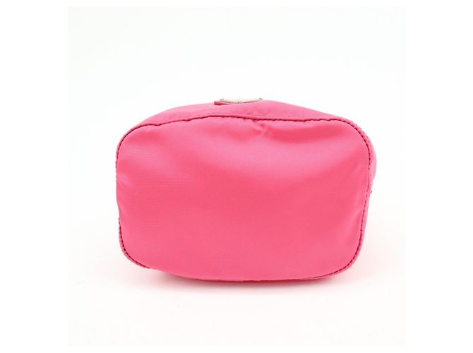 PRADA Triangle Logo Nylon Leather Drawstring Pouch Pink 1N0369 - view 5