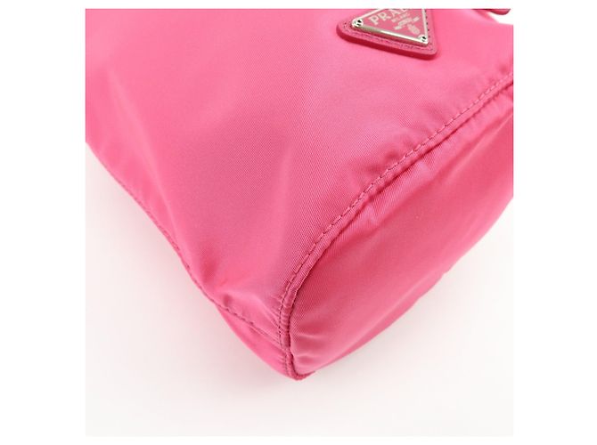 PRADA Triangle Logo Nylon Leather Drawstring Pouch Pink 1N0369 - view 7