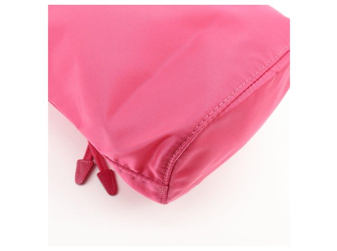 PRADA Triangle Logo Nylon Leather Drawstring Pouch Pink 1N0369 - view 9
