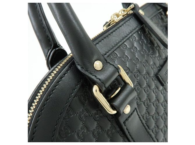 GUCCI Borsa a mano e a tracolla 2WAY in pelle Micro Guccissima Nero 449663 - vista 11