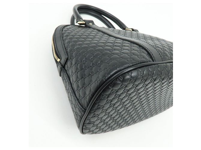 GUCCI Borsa a mano e a tracolla 2WAY in pelle Micro Guccissima Nero 449663 - vista 12