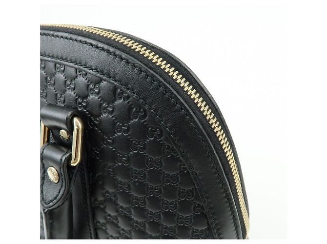 GUCCI Borsa a mano e a tracolla 2WAY in pelle Micro Guccissima Nero 449663 - vista 16