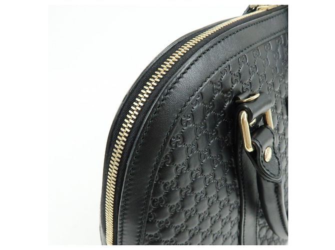 GUCCI Borsa a mano e a tracolla 2WAY in pelle Micro Guccissima Nero 449663 - vista 17