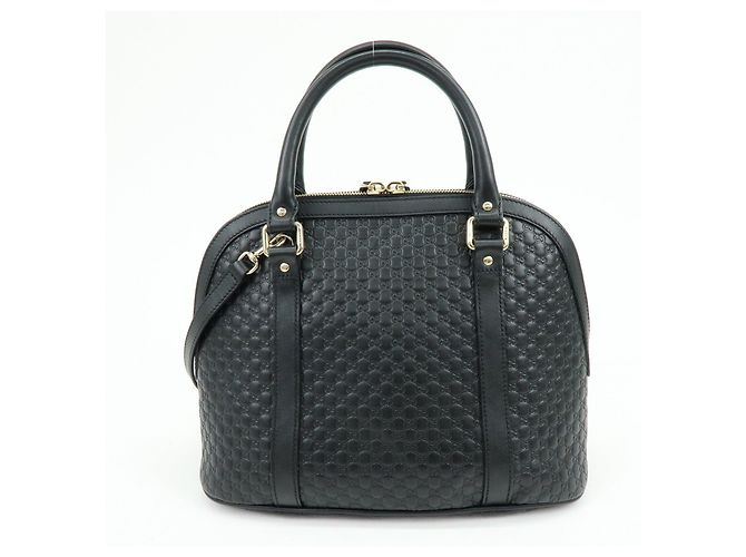 GUCCI Borsa a mano e a tracolla 2WAY in pelle Micro Guccissima Nero 449663 - vista 2