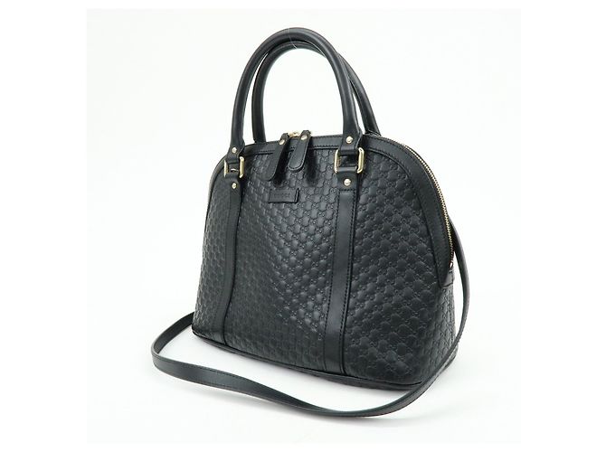 GUCCI Borsa a mano e a tracolla 2WAY in pelle Micro Guccissima Nero 449663 - vista 3