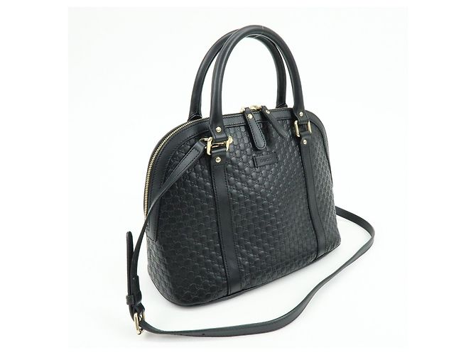 GUCCI Borsa a mano e a tracolla 2WAY in pelle Micro Guccissima Nero 449663 - vista 4
