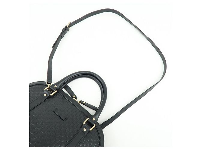 GUCCI Borsa a mano e a tracolla 2WAY in pelle Micro Guccissima Nero 449663 - vista 6