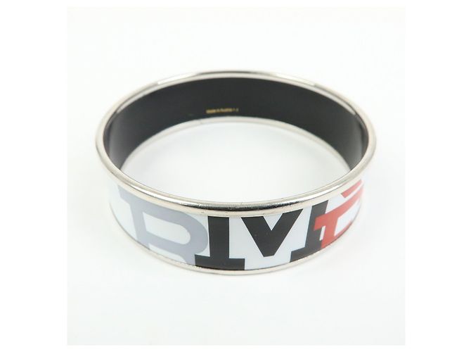 Hermès HERMES Email GM Plated Bangle Bracelet White Black Red - vista 2