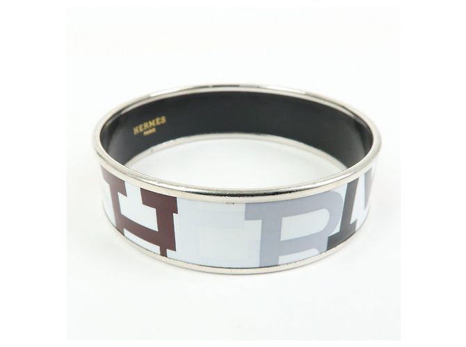 Hermès HERMES Email GM Plated Bangle Bracelet White Black Red - vista 4
