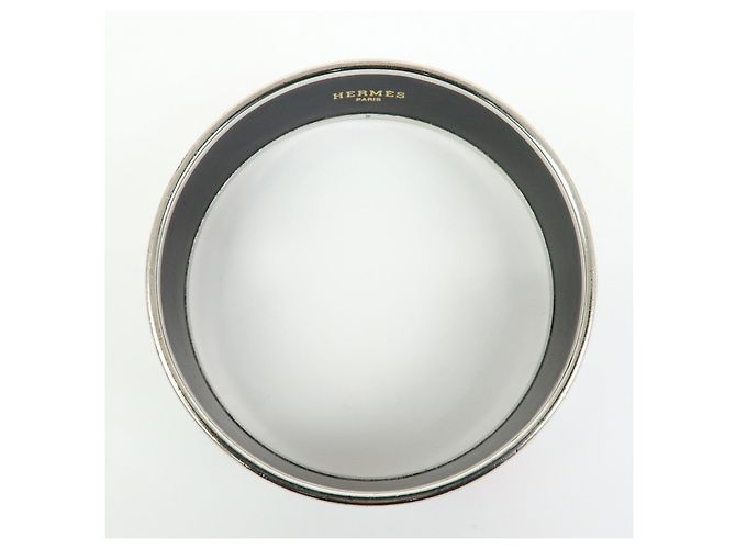 Hermès HERMES Email GM Plated Bangle Bracelet White Black Red - vista 5