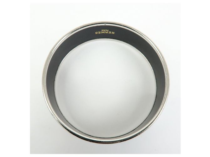Hermès HERMES Email GM Plated Bangle Bracelet White Black Red - vista 6