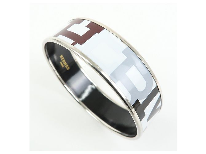 Hermès HERMES Email GM Plated Bangle Bracelet White Black Red - vista 8