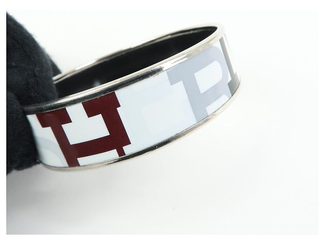 Hermès HERMES Email GM Plated Bangle Bracelet White Black Red - vista 9