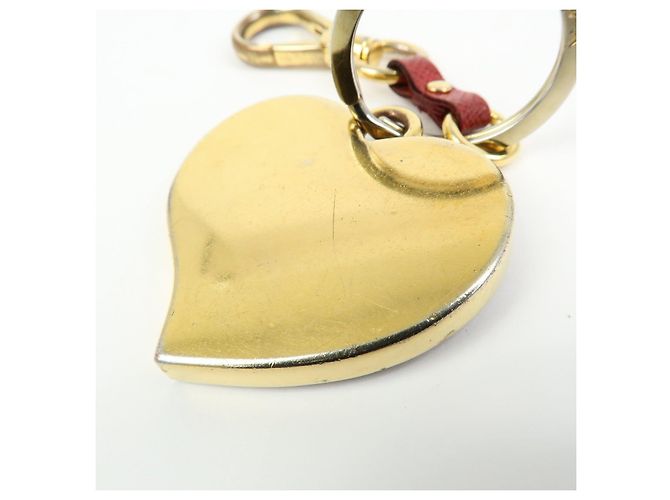 Portachiavi PRADA in pelle Saffiano e metallo a forma di cuore Rosso - vista 10