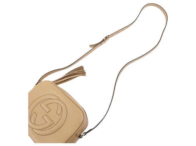 GUCCI SOHO Interlocking G Leather Small Disco Bag Beige 722319 - vista 4