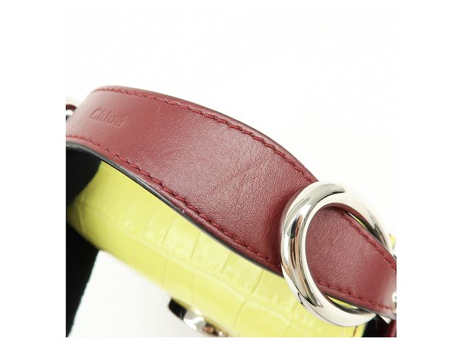 Chloé Borsa 2Way in pelle incisa Chloe C Borsa a tracolla Bordeaux Yellow - vista 10
