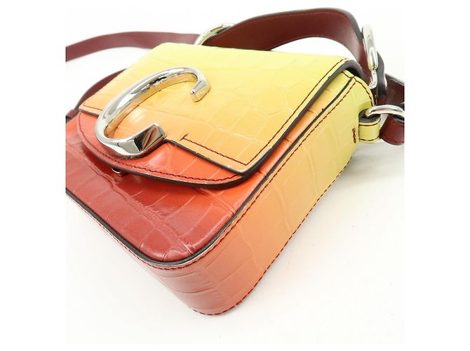 Chloé Borsa 2Way in pelle incisa Chloe C Borsa a tracolla Bordeaux Yellow - vista 13