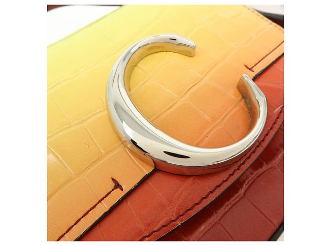 Chloé Borsa 2Way in pelle incisa Chloe C Borsa a tracolla Bordeaux Yellow - vista 18