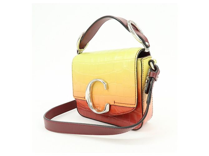 Chloé Borsa 2Way in pelle incisa Chloe C Borsa a tracolla Bordeaux Yellow - vista 3