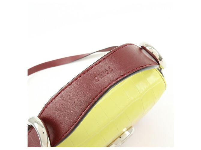 Chloé Borsa 2Way in pelle incisa Chloe C Borsa a tracolla Bordeaux Yellow - vista 9