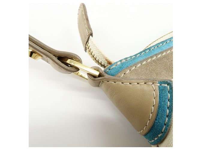 Borsa a tracolla LOEWE Anagram Canvas Suede Leather 160th Beige Blue - vista 10