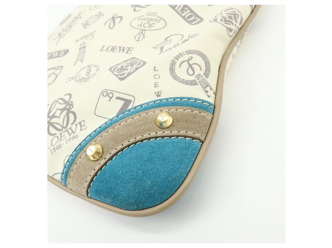Borsa a tracolla LOEWE Anagram Canvas Suede Leather 160th Beige Blue - vista 11