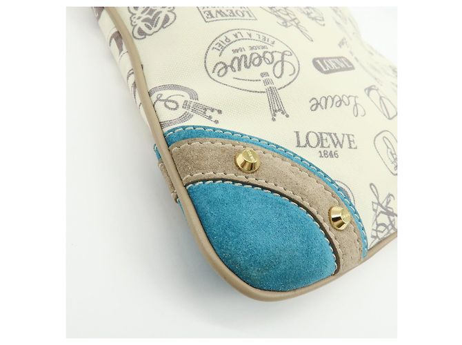 Borsa a tracolla LOEWE Anagram Canvas Suede Leather 160th Beige Blue - vista 12