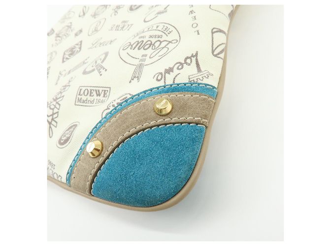 Borsa a tracolla LOEWE Anagram Canvas Suede Leather 160th Beige Blue - vista 14
