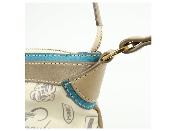 Borsa a tracolla LOEWE Anagram Canvas Suede Leather 160th Beige Blue - vista 15