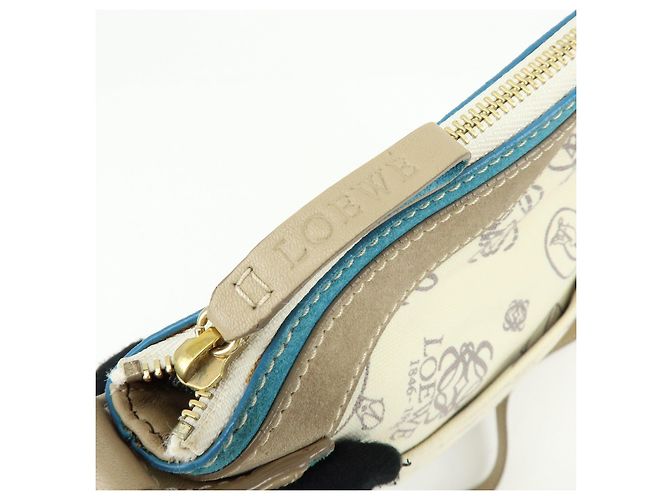 Borsa a tracolla LOEWE Anagram Canvas Suede Leather 160th Beige Blue - vista 16