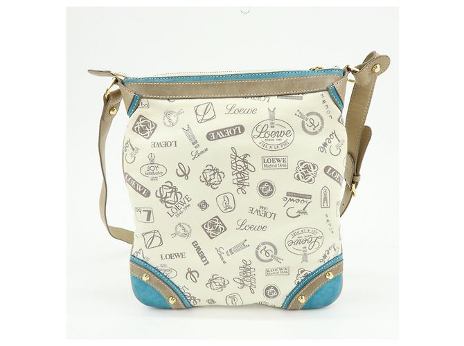 Borsa a tracolla LOEWE Anagram Canvas Suede Leather 160th Beige Blue - vista 2