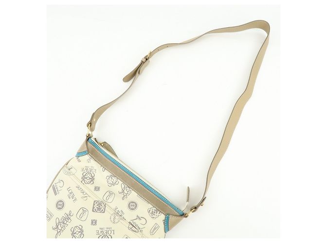 Borsa a tracolla LOEWE Anagram Canvas Suede Leather 160th Beige Blue - vista 6