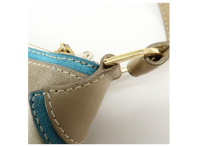 Borsa a tracolla LOEWE Anagram Canvas Suede Leather 160th Beige Blue - vista 9