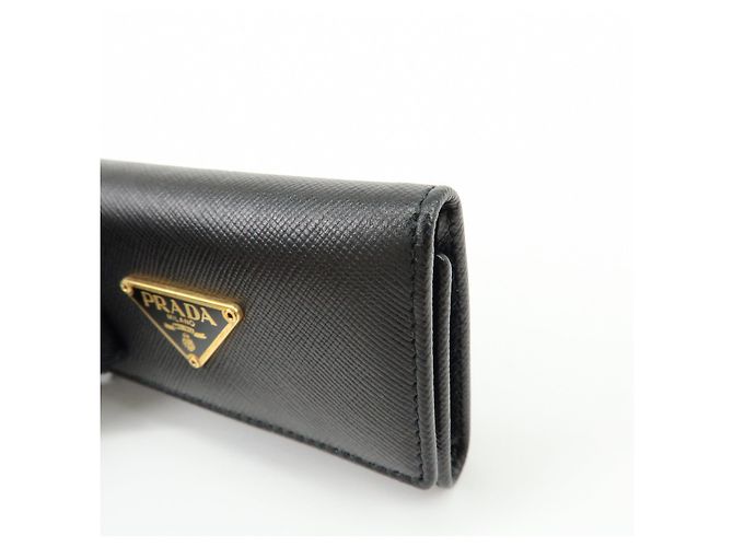 PRADA Triangle Logo Saffiano Leather 6 Rings Key Case Black 1M0222 - view 10