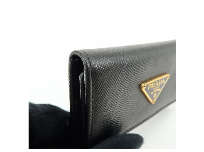 PRADA Triangle Logo Saffiano Leather 6 Rings Key Case Black 1M0222 - view 11