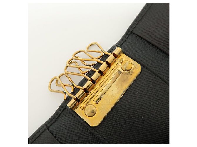 PRADA Triangle Logo Saffiano Leather 6 Rings Key Case Black 1M0222 - view 18