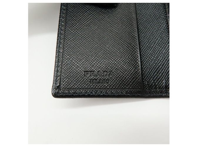 PRADA Triangle Logo Saffiano Leather 6 Rings Key Case Black 1M0222 - view 19