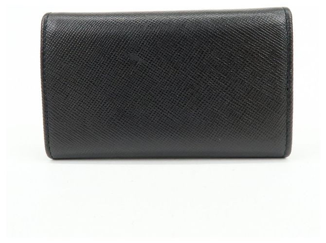 PRADA Triangle Logo Saffiano Leather 6 Rings Key Case Black 1M0222 - view 2