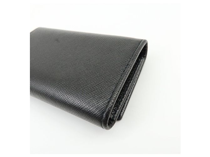 PRADA Triangle Logo Saffiano Leather 6 Rings Key Case Black 1M0222 - view 8