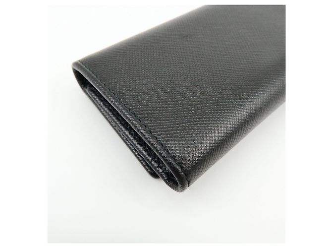 PRADA Triangle Logo Saffiano Leather 6 Rings Key Case Black 1M0222 - view 9