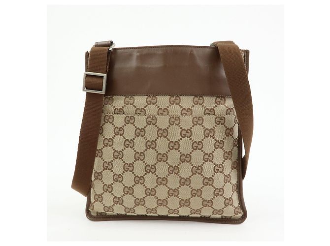 Borsa a tracolla e spalla GUCCI GG Canvas Leather Brown 27639 - vista 2