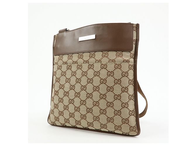 Borsa a tracolla e spalla GUCCI GG Canvas Leather Brown 27639 - vista 3